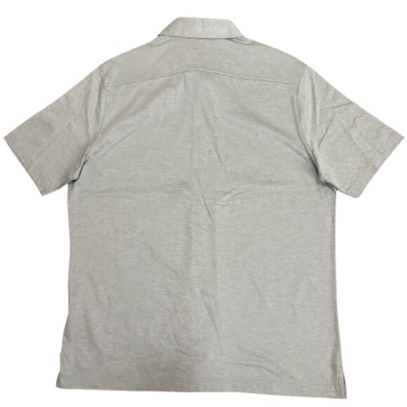 Hart Schaffner‎ Marx Short Sleeve Button Down Cotton Gray Herringbone Size Large - Picture 3 of 4